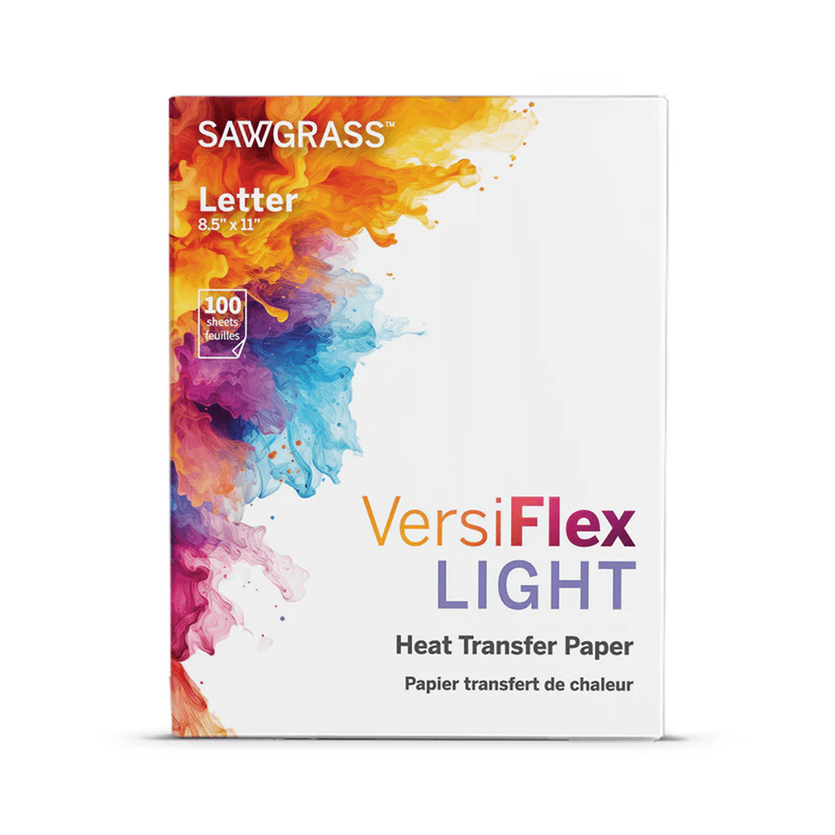 Versiflex Light Transfer Paper 8.5" x 11" - 100 Sheets package with colorful design