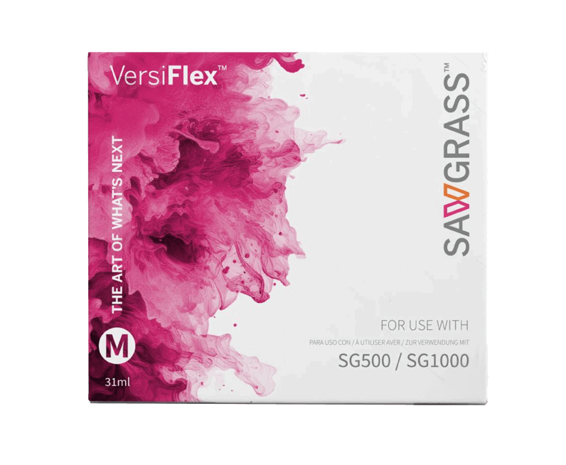 Sawgrass Versiflex SG500 SG1000 Ink - Magenta 31 ml packaging with vibrant magenta design and details for ink use.