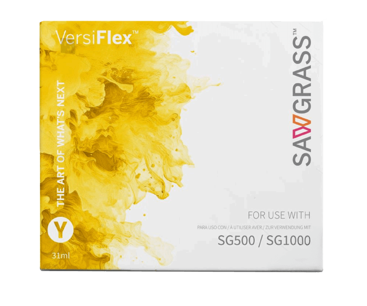 Sawgrass Versiflex SG500 SG1000 Ink - Yellow 31 ml cartridge packaging with bright yellow design.