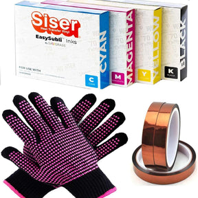 Siser Easysubli Ink for Sawgrss SG500 & SG1000 - Bundle 3 includes cartridges, gloves, and heat resistant tape.