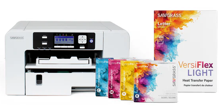 Sawgrass SG500 Versiflex Bundle with 31ml inks (full size) including printer and VersiFlex Light paper.