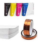 Sublijet UHD Ink Bundle for Sawgrass SG500/SG1000, includes black, cyan, magenta, yellow inks, sublimation paper, and heat resistant tapes.